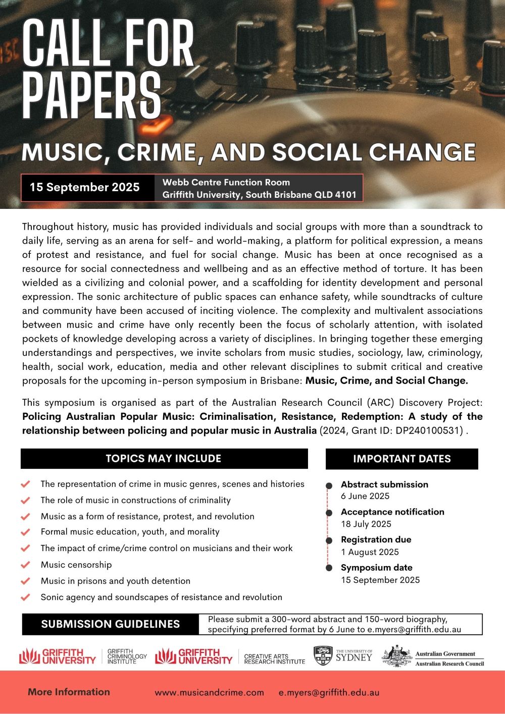 Music Crime and Social Change Symposium